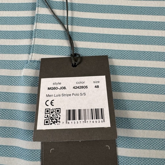 KJUS Blue White Striped Luis Men's Performance Polo Shirt Size S NWT - Picture 4 of 6